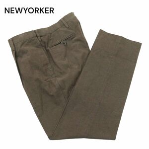 NEWYORKER ニューヨーカー 通年 タック入り★ スラックス パンツ Sz.82　メンズ 茶色　A4B01197_3#R