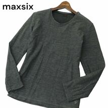 maxsix マックスシックス スカル アップル刺繍★ 長袖 クルーネック カットソー ロンTシャツ Sz.L　メンズ グレー 日本製　A4T02353_3#F_画像1