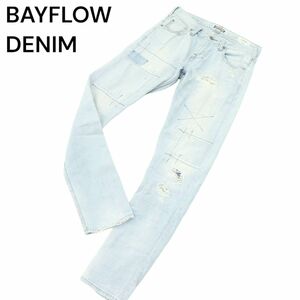 BAYFLOW DENIM ベイフロー クラッシュ&リペア加工★ ストレッチ テーパード デニム パンツ ジーンズ Sz.28　メンズ　A4B01267_3#R