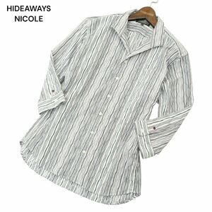 HIDEAWAYS NICOLE ハイダウェイ ニコル 春夏 襟ワイヤー★ タック ジャカード 7分袖 シャツ Sz.48　メンズ　A4T02248_3#A