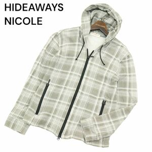 HIDEAWAYS NICOLE ハイダウェイ ニコル 通年 スウェット★ ダブルジップ チェック フーディー パーカー Sz.46　メンズ　A4T02397_3#I