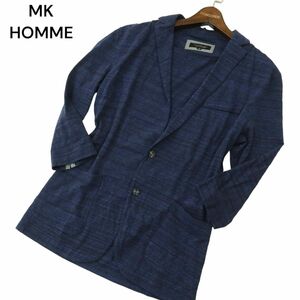 MK HOMME DOUBLE LOUNGE ミッシェルクラン オム 春夏 7分袖 メランジ★ ジャケット カーディガン Sz.48　メンズ ネイビー　A4T02475_3#O