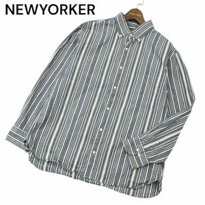 NEWYORKER ニューヨーカー 通年 ストライプ★ 長袖 ボタンダウン シャツ Sz.XL　メンズ 大きいサイズ　A4T02467_3#C