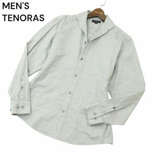 MEN'S TENORAS メンズティノラス 通年 絹 シルク混★ 長袖 総柄 ホリゾンタルカラー シャツ Sz.L　メンズ グレー 日本製　A4T02462_3#C