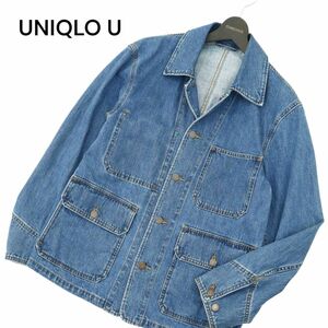 UNIQLO U ユニクロ ユー ルメール 通年 USED加工★ デニム ワーク ジャケット Sz.S　メンズ　A4T02584_3#O