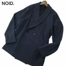 NOID. ノーアイディー 通年 ストライプ 切替★ ショールカラー オーバーサイズ ダブル ジャケット Sz.ONE　メンズ ネイビー　A4T02587_3#O_画像1