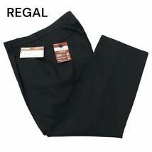 【新品 未使用】 REGAL リーガル 通年 1タック ウォッシャブル ストレート スラックス パンツ Sz.76　メンズ ネイビー　A4B01027_2#R_画像1