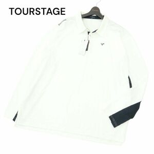 未使用★ TOURSTAGE ツアーステージ 春夏 抗菌防臭 長袖 ポロシャツ Sz.6L　メンズ 白 大きいサイズ 特大 ゴルフ　A4T02655_3#D