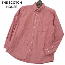 THE SCOTCH HOUSE スコッチハウス 通年 ロゴ刺繍★ 長袖 ボタンダウン シャンブレー シャツ Sz.L　メンズ　A4T02654_3#C_画像1