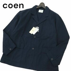 【新品 未使用】 coen コーエン 通年 WK チノ カバーオール JKT ジャケット Sz.XL　メンズ ネイビー 大きいサイズ　A4T02657_3#O