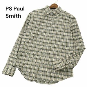 PS Paul Smith ポールスミス 通年★ 長袖 ボタンダウン チェック シャツ Sz.L　メンズ 日本製　A4T02741_3#C