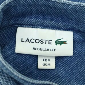 LACOSTE ラコステ 通年 ワニ刺繍★ 加工 長袖 鹿の子 バンドカラー インディゴ ピケ ポロシャツ Sz.4 メンズ ネイビー A4T02640_3#Cの画像6