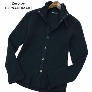 Zero by TORNADOMART トルネードマート 通年 スタンドカラー★ スリム コットン ニット ジャケット Sz.M　メンズ ネイビー　A4T02639_3#O