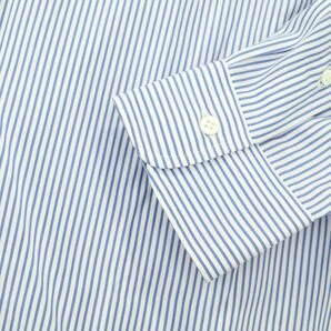 Maker's Shirt メーカーズシャツ 鎌倉 長袖 ホリゾンタルカラー★ ストライプ シャツ Sz.43/85 メンズ 紺 白 日本製 大きい A4T02632_3#Cの画像4