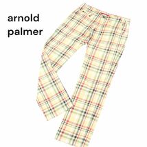arnold palmer アーノルドパーマー 通年 パラソル刺繍★ チェック ストレート パンツ Sz.2　メンズ　A4B01473_3#R_画像1