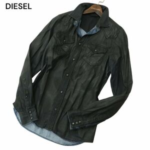 DIESEL ディーゼル 通年 【NEW-SONORA 0669A】 顔料コーティング加工 デニム 長袖 ウエスタン シャツ Sz.M　メンズ 黒　A4T02942_3#C