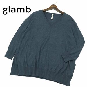 glamb グラム ドルマン★ 7分袖 切替 Vネック オーバーサイズ ニット セーター カットソー Sz.1　メンズ　A4T02882_3#J