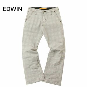 EDWIN エドウィン 通年 46670 XV グレンチェック★ ブーツカット パンツ Sz.S　メンズ 茶色系　A4B01598_3#R