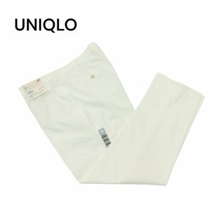 新品★ 未使用 UNIQLO ユニクロ 春夏 感動パンツ ウルトラライト コットンライク スラックス パンツ Sz.95 メンズ 白 大きい　A4B01603_3#P