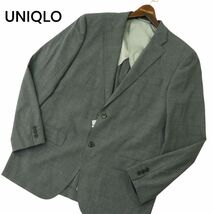 UNIQLO ユニクロ 通年 背抜き REGULAR FIT★ ストレッチ ウールブレンド テーラード ジャケット Sz.XL メンズ 灰 大きい　A4T03095_3#O_画像1