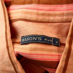 イタリア製★ MASON'S メイソンズ 春夏 【麻 リネン】 長袖 ボタンダウン ストライプ シャツ Sz.M メンズ A4T03090_3#Aの画像5