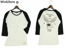 Win&Sons ウィンアンドサンズ 春夏 イーグル 星条旗★ 7分袖 ラグラン カットソー ロンTシャツ Sz.3　メンズ 日本製　A4T02423_3#D_画像1