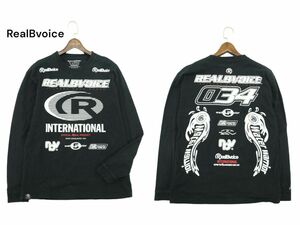 RealBvoice リアルビーボイス 通年 ビッグ ロゴ★ 長袖 カットソー ロンTシャツ Sz.XL　メンズ 黒 大きいサイズ　A4T02909_3#F