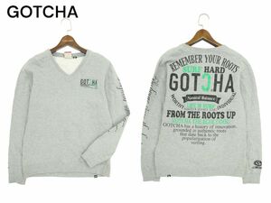 GOTCHA Gotcha через год большой Logo * тренировочный V шея футболка Sz.M мужской серый сделано в Японии Surf A4T02964_3#I