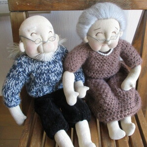 ■ハンドメイド 軍足人形 おばあさん＆おじいさん人形 50cmの画像1