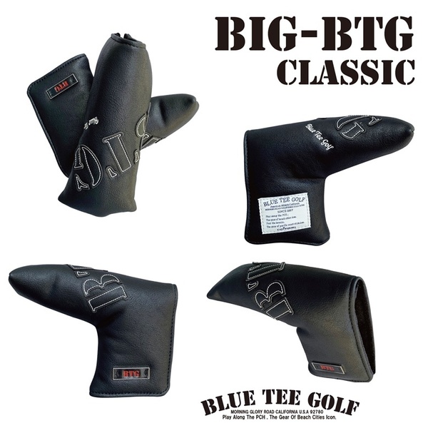 ●1送料無料【PTB-BK】ブルーティーゴルフ 【BIG BTG - Classic：ブラック】パター用（ブレード型）ヘッドカバーBLUE TEE GOLF HCC1 