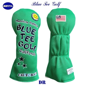 ■7送料無料オークション【DR:グリーン】ブルーティーゴルフ【メッシュ スマイル】ドライバー用カバー BLUE TEE GOLF DHC-007