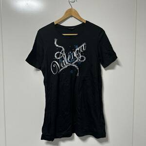 バレンザ VALENZA シャツ Tシャツ 半袖 42 L 黒 ブラック ラインストーン (RF-035)
