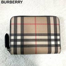 コンパクトの極み　☆極美品☆ 現行　BURBERRY ノバチェック　ラウンドジップ　折り財布_画像1