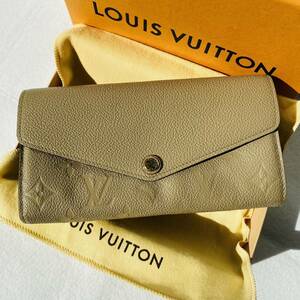 【極美品】 LOUIS VUITTON ルイヴィトン ポルトフォイユ サラ モノグラム アンプラント 長財布 レディース トゥルトレール グレージュ系