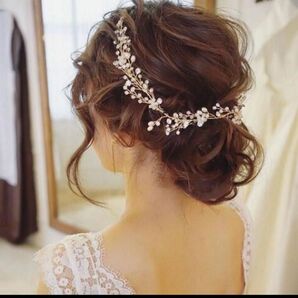 ヘッドドレスヘアアクセサリー ゴールド 小枝 結婚式 ウェディング