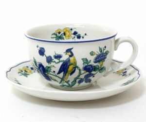 ● ビレロイ&ボッホ カップ&ソーサー Phoenix blau ●NOE09661　Villeroy & Boch フェニックス ブルー 鳥 花