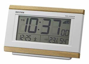リズム(RHYTHM) 目覚まし時計 電波時計 電子音アラーム 温度 湿度 カレンダー 六曜 ライト付き ライトブラウン