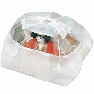 アストロ ひな人形 保存袋 ホワイト 5枚組 通気性の良い 不織布 収納袋 雛人形 巾着袋 透明窓付き 中身が分かる 1