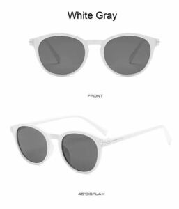 サングラス ボストン メガネ　伊達メガネ　UV400　紫外線カット　メガネ　日焼け対策　男女兼用 目の保護　スモーク UVカット ホワイト　2