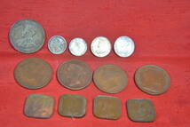 身辺整理・海峡植民地銀貨5枚ヴィクトリア銅貨3枚エドワード銅貨１枚セント4枚_画像1