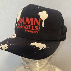 ★OLD オールド ANTIHERO アンチヒーロー DAMN SEAGULLS! メッシュ キャップ USA製 ブラック スナップバック MADE IN USA スケート SKATEの画像1