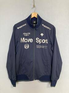 ★美中古 DESCENTE デサント MoveSport ムーブスポーツ ZIPジャケット L ネイビー シルバー ストレッチ トレーニングウエア ジャージ