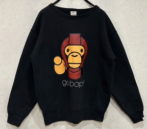 ＊アベイシングエイプ A BATHING APE go bape! プリント トレーナー M　　　　　BJBD.C