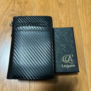 Legare(レガーレ) 財布 二つ折り財布 L字ファスナー ブランド 本革 カーボンレザー 背面ICカード収納