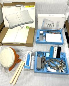 10914★Nintendo Wii ニンテンドー ウィー ホワイト 任天堂 本体 リモコン 白 長期保管品 太鼓の達人 バランスWiiボード まとめ 動作未確認