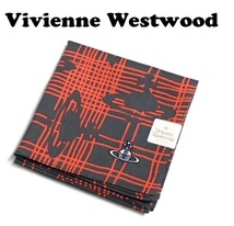 【Vivienne Westwood】(NO.3151）ヴィヴィアンウエストウッド ハンカチ オレンジ×グレー系　未使用　50cm_画像1