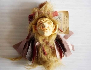 ◆ アメリカ雑貨 USA製 ハンドメイド トロール人形 ウッドオブジェ インテリア 15㎝/ビンテージ アンティーク 木製 アート ドール 魔女