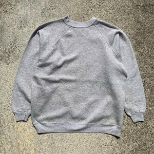 【L/XL】90s HANES ラグランスウェット 杢グレー 無地■ビンテージ オールド アメリカ古着 綿ポリ へインズ トレーナー メキシコ製