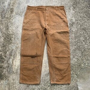 【W42】USA製 carhartt ダック地 ダブルニー ペインターパンツ ブラウン■ビンテージ オールド アメリカ古着 90s カーハート No.84