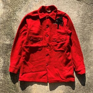 【XL】60s BSA ボーイスカウト ワッペン付き ウールシャツジャケット レッド 赤■ビンテージ オールド レトロ アメリカ古着 動物
